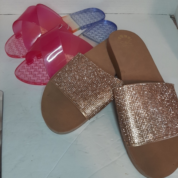 Sandal bundle 2 pairs open toe size 10 - Picture 1 of 7